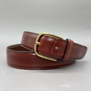 Dooney & Bourke Wellington Calf Leather Belt Brass Buckle Mahogany Brown Size 36